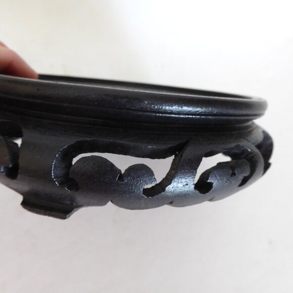 NEW 13” DECORATIVE GLASS CLOCHE DISPLAY DOME COVER HAND CARVED BLACK WOOD BASE - Picture 6 of 9